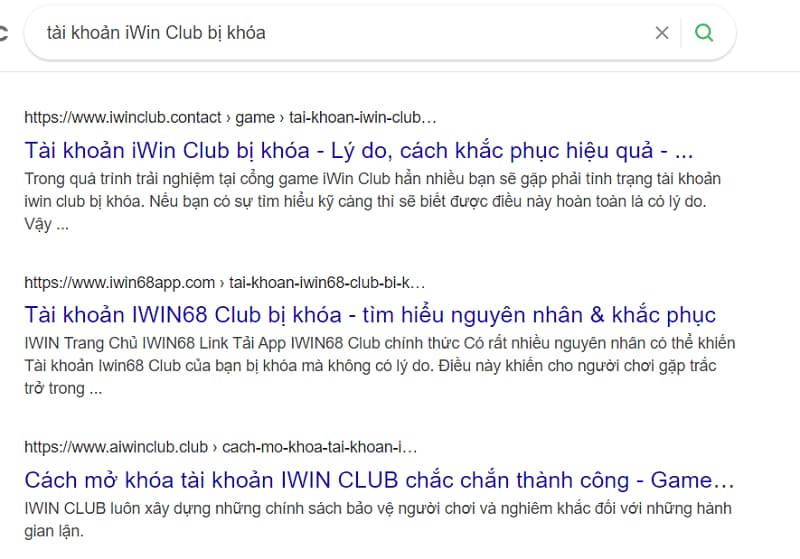 tài khoản iWin Club bị khóa